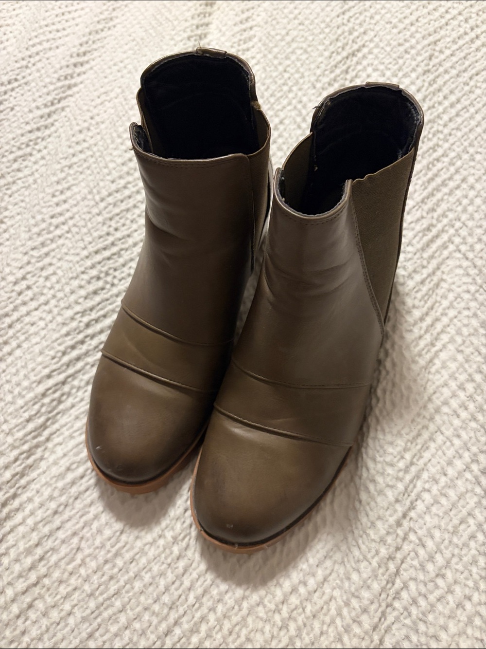 Olive Slip-On Chelsea Ankle Booties